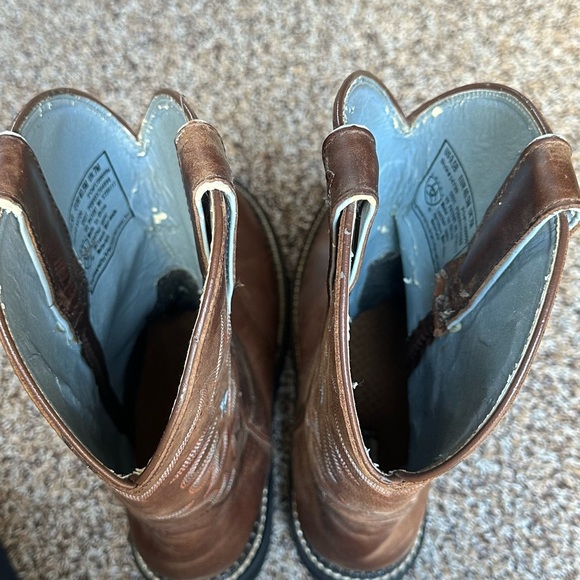 Ariat Women's Square Toe Short Boots Flame Stitch & Stars Leather vintage 9.5B - Picture 12 of 16